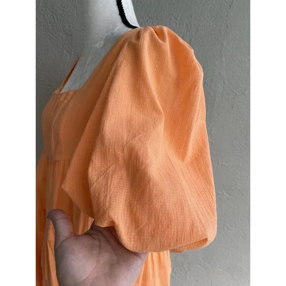 ANTHROPOLOGIE Square-Neck Puff-Sleeve Tiered Dress Women's Size Small - Picture 4 of 8